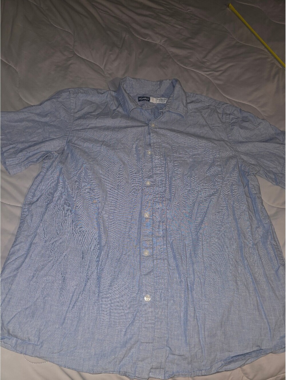 Old Navy Classic Shirt Mens Large Blue Slim Fit Short Sleeve Button Down Casual
